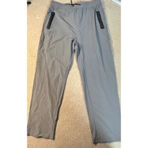 Mens Gray Nylon Elastane Athletic Pants Elastic Waist Zip Pockets Size XL